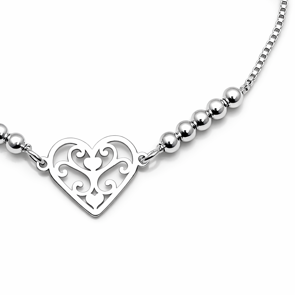 Pulsera ajustable corazón calado