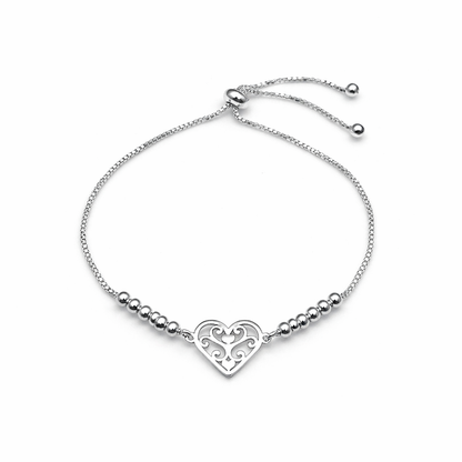 Pulsera ajustable corazón calado