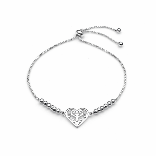 Pulsera ajustable corazón calado