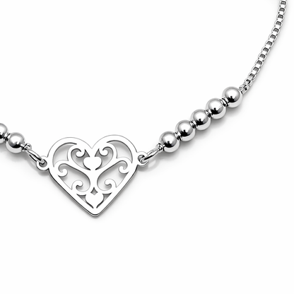 Pulsera ajustable corazón calado