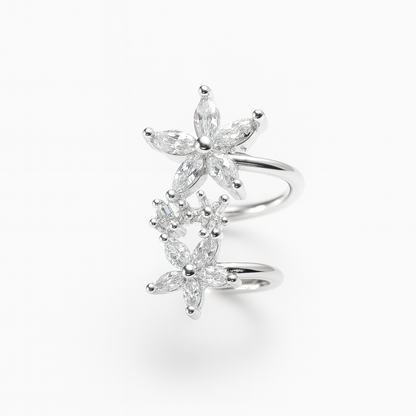 Ear cuff floral con microzircones